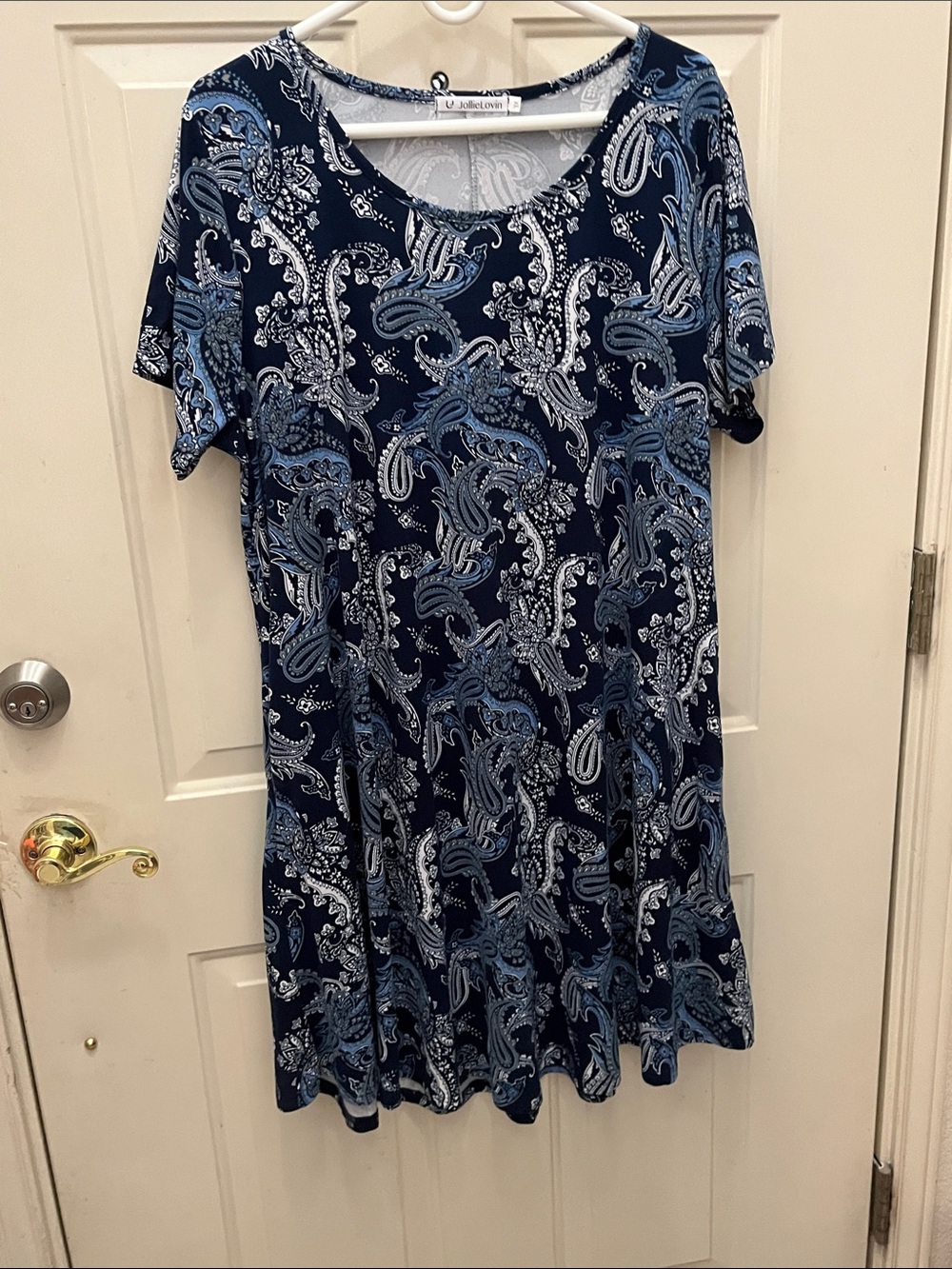 Relaxed Navy Paisley Midi Dress by JollieLovin